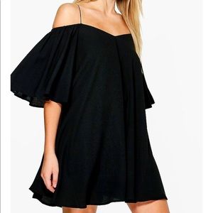 boohoo Plus Open Shoulder Woven Swing Dress